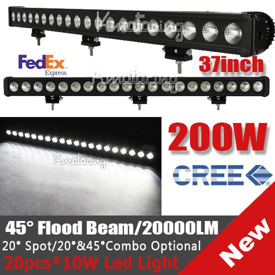 37" 200w 20000lm flood beam work light cree led offroad lamp van 4wd ute suv