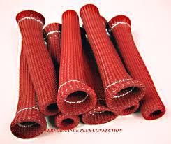 Red performance heat protector sleeve spark plug wire boots 8 cyl made in usa