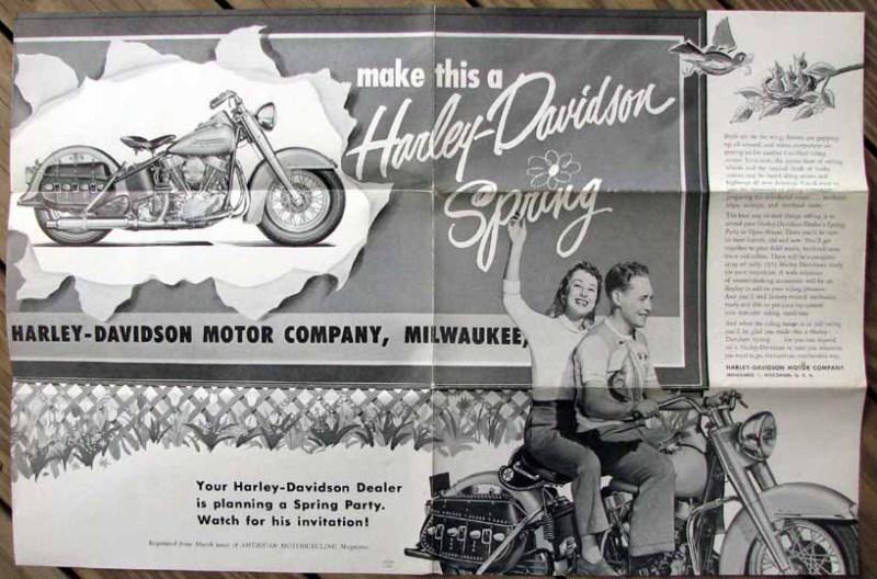 Rare original nos 1951 harley davidson dealership poster l@@k #b222