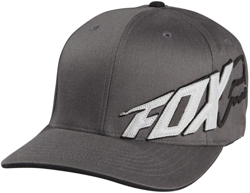 Fox riptide charcoal fitted flexfit medium profile hat cap hats mx 2014 grey