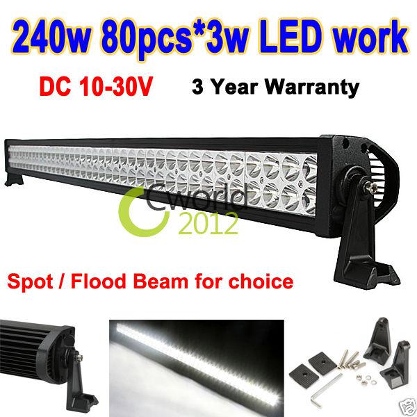 240w 80 led 42" bar driving work light spot beam lamp offroad car suv jeep mine