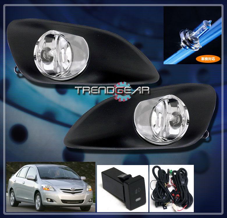 06-11 toyota yaris sedan 4dr jdm bumper fog light+harness+switch kit 07 08 09 10