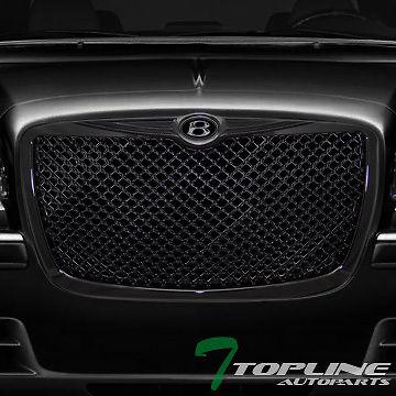 Black mesh front hood bumper grill grille w/b emblem 04 05-10 chrysler 300 300c