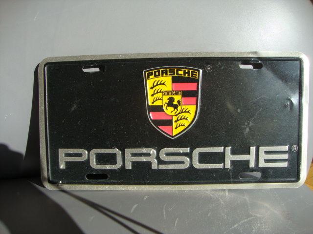 Genuine porsche aluminum vanity license plate front with porsche logo