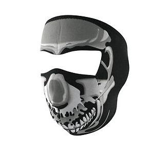 2 in 1 reversible motorcycle biker neoprene face mask - full face chrome skull