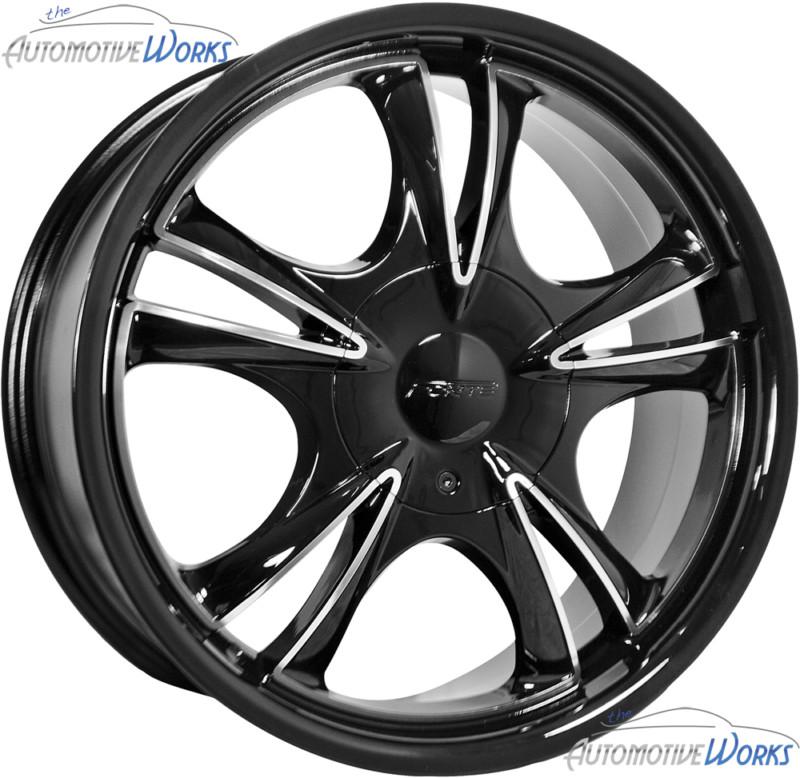 1 - 18x8 forte dark five 5x114.3 5x4.5 5x108 5x4.25 +40mm black mirror wheel 18"