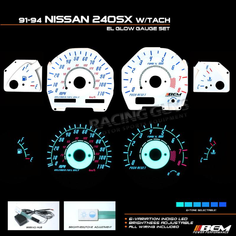 Find 91-94 NISSAN 240SX S13 REVERSE GLOW WHITE GAUGE INSTRUMENT CLUSTER ...