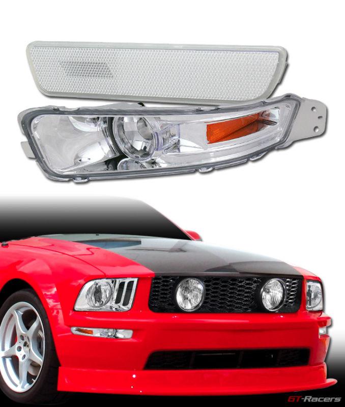 Chrome front signal corner amber+rear bumper side marker light 2005-2009 mustang