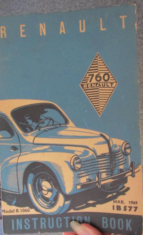 1949 renault model "4" instruction booklet