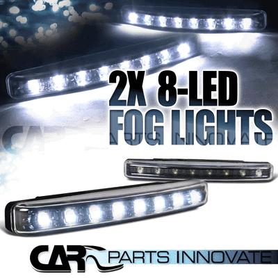 2pc 6000k super white drl 8-led daytime running lights fog lamp black