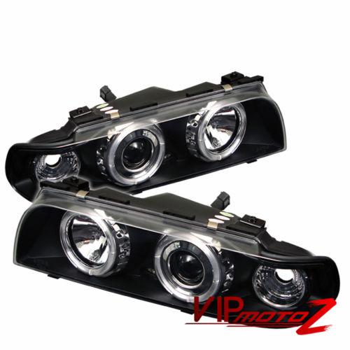 New l+r black halo angel eye projector headlight lamp 1995-1998 bmw e38 7-series