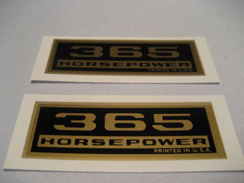 Corvette valve cover decal - 365 hp - pair, 1964 - 1965