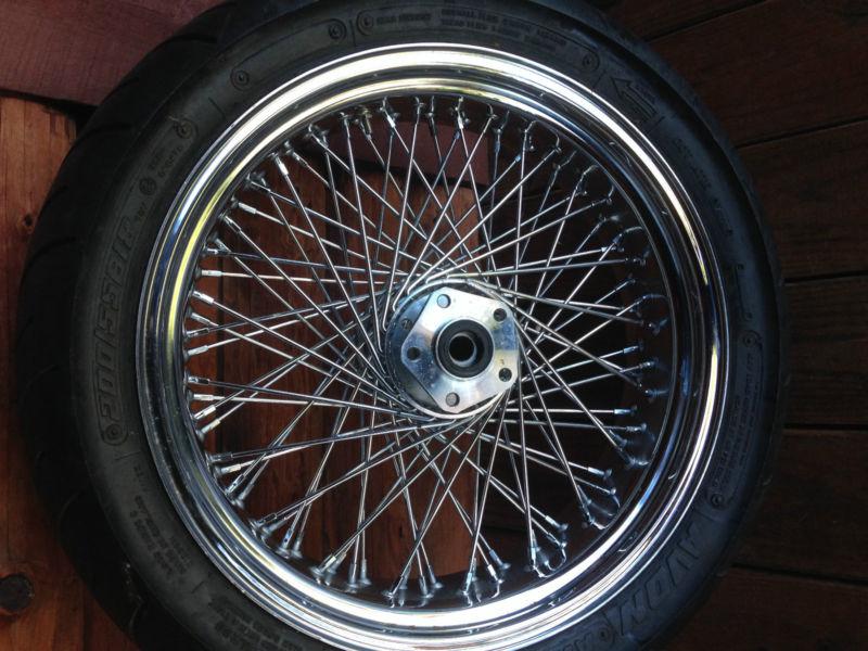 80 spoke chrome harley 18"x 5.5" rear wheel w/200  avon tire softail chopper