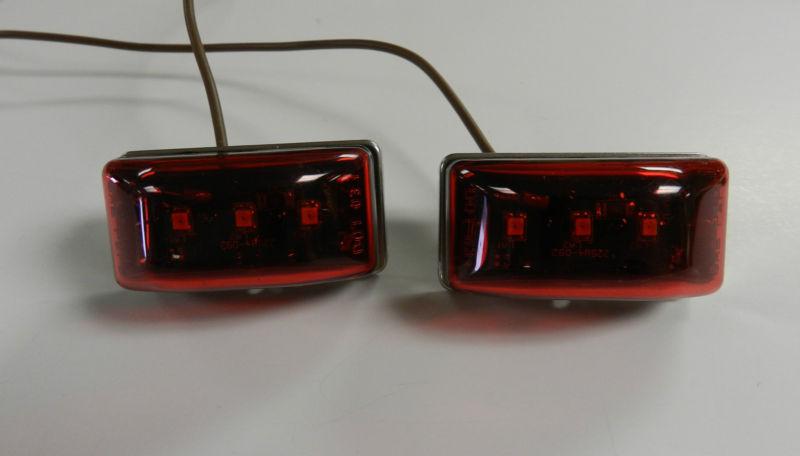 (2) 3 led light red 1-1/8 x 2-1/8 stud mount clearance marker trailer mcl-95