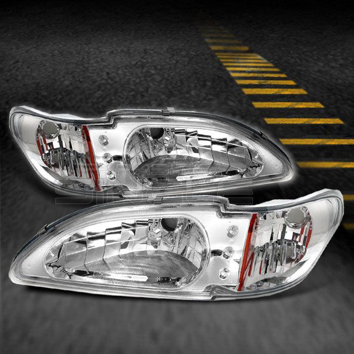 94-98 ford mustang 1pc crystal clear led headlights w/corner signal lamps pair