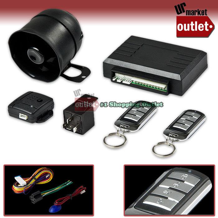 Black 1-way 4-button keyless remote control car auto security alarm system kit