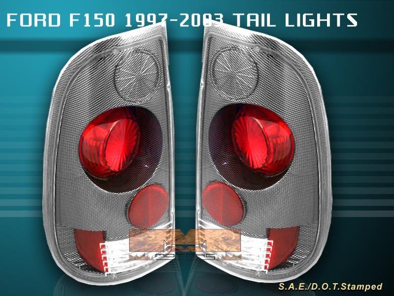 97-03 ford f150 f-150 f-250 tail lights carbon 98 99 00