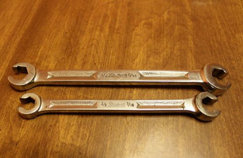 Snap-on 2pc double end 6pt sae flare nut wrenches 1/2 - 9/16  3/8 - 7/16 nice!!