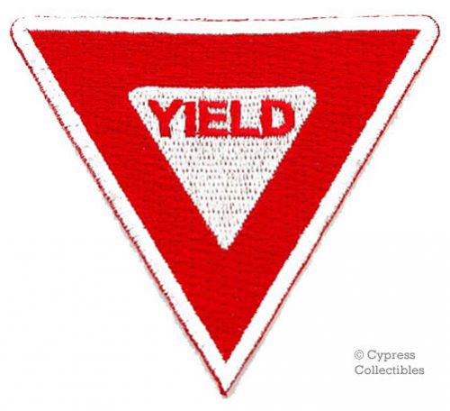 Yield sign iron-on biker patch traffic street road sign applique embroidered