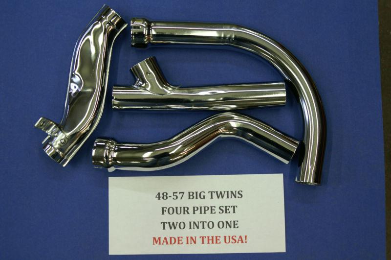 Harley davidson 48-57 panhead chrome exhaust set. usa made!