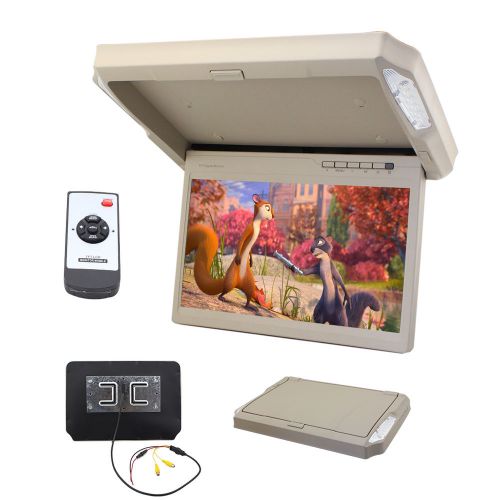 2 av-in 12.1 inch  beige flip down lcd tft overhead roof mount monitor remote