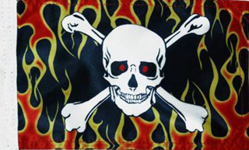 Biker skull bones motorcycle flag (6&#034; x 9&#034;) inch flag