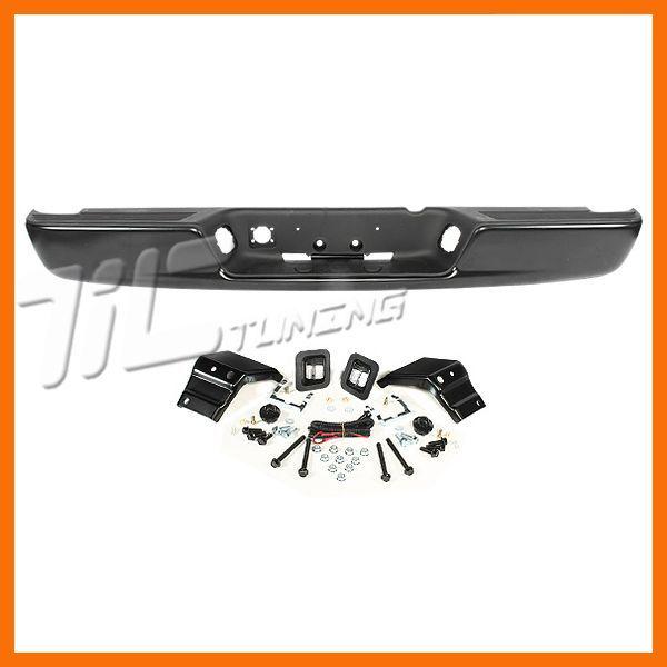 04 05 dodge ram black rear pad step bumper bracket lic lamp black face bar new