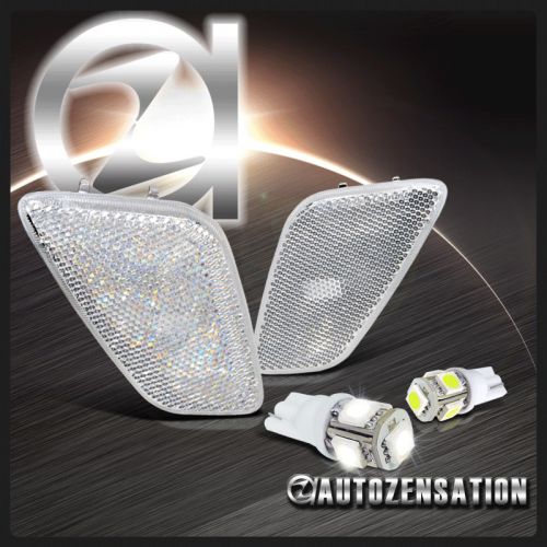 97-06 jeep wrangler clear fender signal side marker lights+t10 smd led bulbs