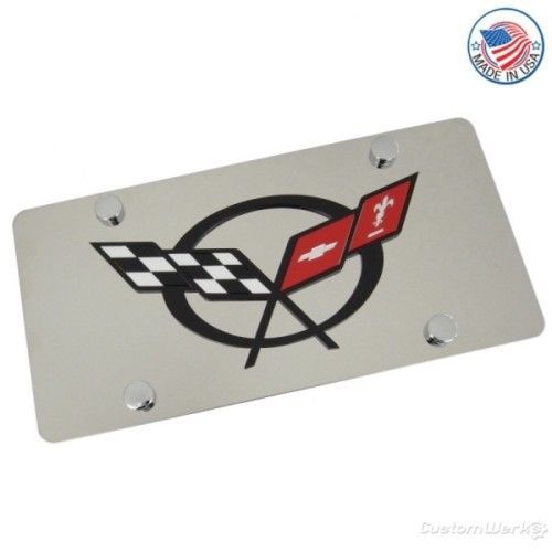 Corvette c5 logo on stainless steel license plate