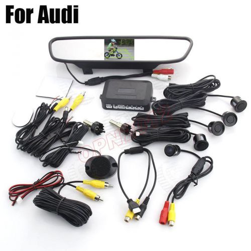 Car reverse parking backup rearview lcd monitor camera radar sensor kit for audi