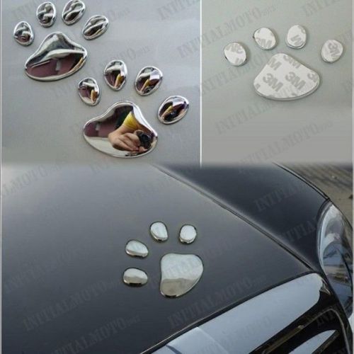 Chrome vehicle metal bear dog footprint paw claw emblem logo badge sticker decal