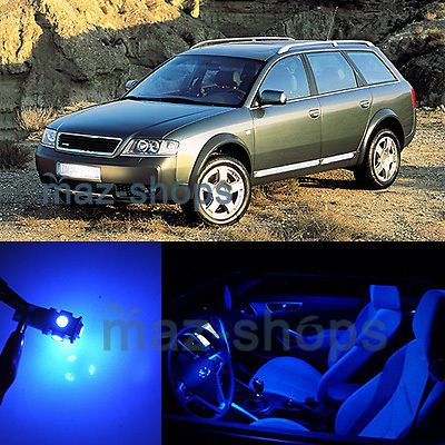 Blue 15 pieces car led interior lights kit package fit 01 - 05 audi allroad c9