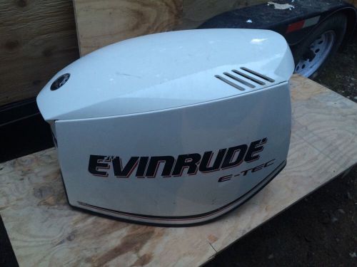 351800-351799 evinrude e-tec 150 hp white engine cowling top cowl 2006 and up