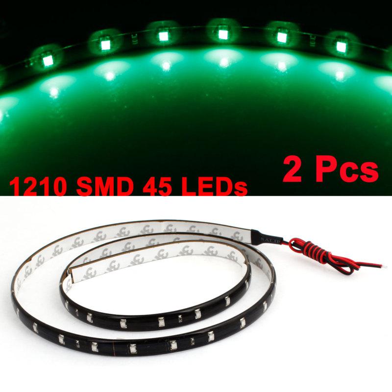 Vehicle exterior decor green 3528 1210 smd 45 led flexible lamp strip 90cm 2 pcs