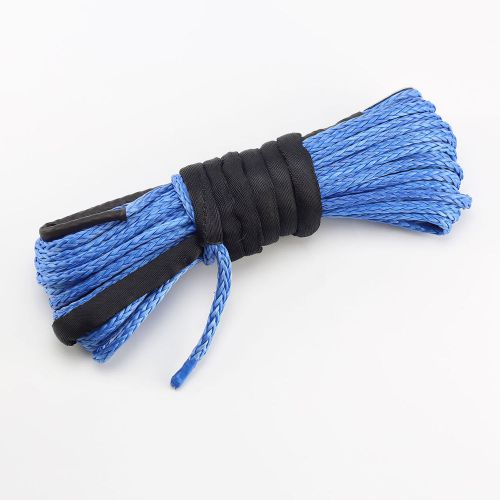 Blue dyneema synthetic winch 50&#039; x 1/4&#034; cable rope for atv/utv 3000 4000 5000lbs