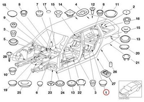 Bmw genuine center console rear door closing system blind plug d=12mm e31 e