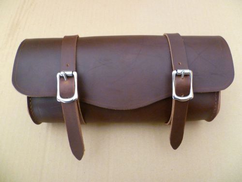 Motorcycle front forks vintage style handmade leather tool bag australian made.