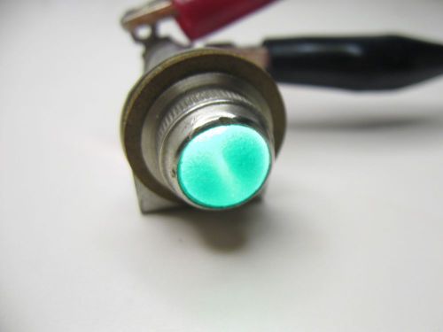 Vintage dialco dash gauge panel light indicator with 5/8” green lens &amp; bulb #4