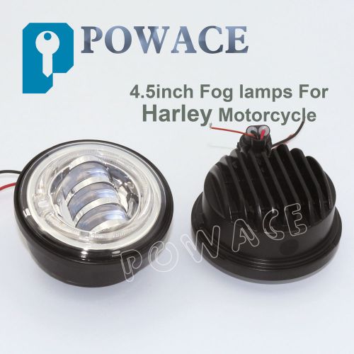 【us ship】pair chrome 4.5&#034; led fog light with halo angel eyes for harley davidson