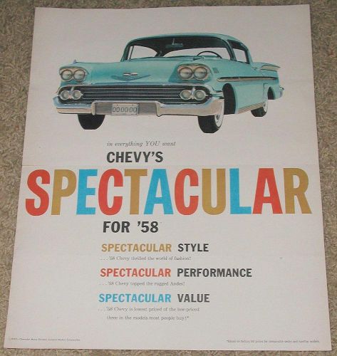 1958  chevrolet chevy april sales spectacular sedans brochure special mailer