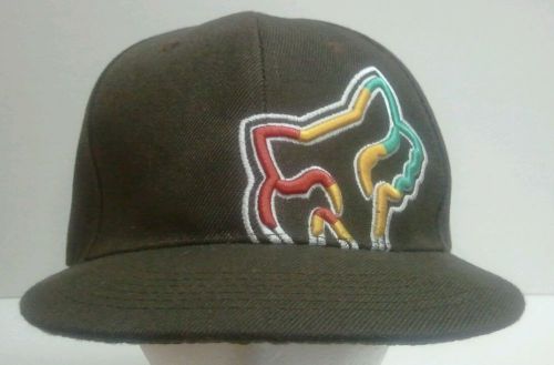 Fox racing mens brown multi color embroidered logo flex-fit hat cap size 8