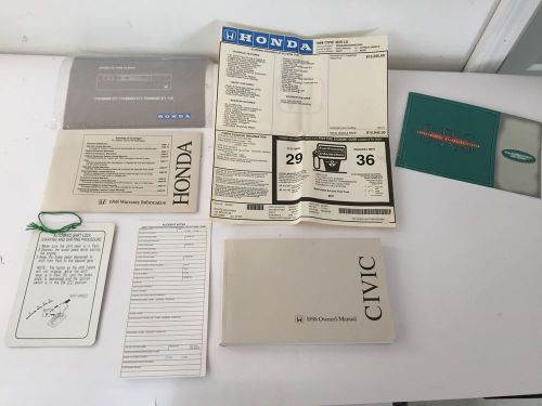 1998 honda civic sedan owners owner manual 98 &amp; original window sticker like new