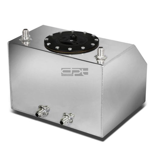 4 gallon lightweight polished aluminum race drift fuel cell tank+level sender