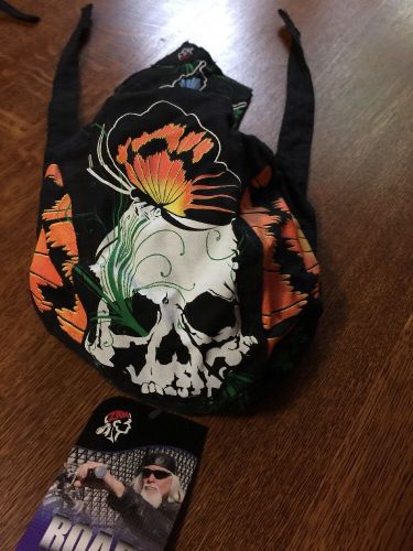 Zan headgear bikers skull cap headband motorcycle skull butterfly  road hog