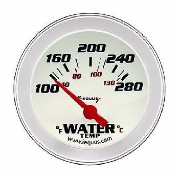 Equus 2 inch water temperature gauge kit white / aluminum bezel equus 8262 new