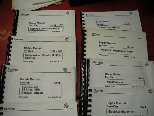 Vw eurovan 1992-on complete set of nine factory repair manuals must see