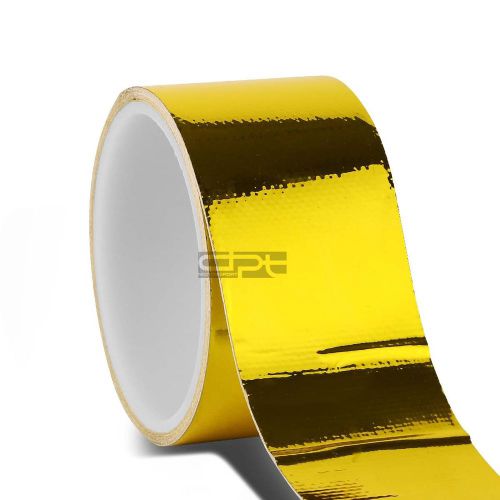 30ft/360&#034;l 2&#034;self adhesive exhaust heat reflective shield wrap tape roll gold