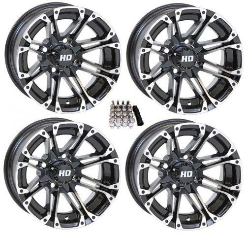 Sti 12&#034; hd3 machined/black golf cart wheels/rims ez-go &amp; club car