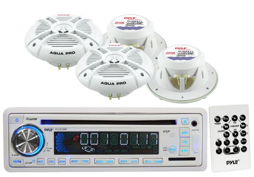 7.7&#034;marine white 2way speakers,1200w bluetooth amplifier, usb am fm  cd receiver