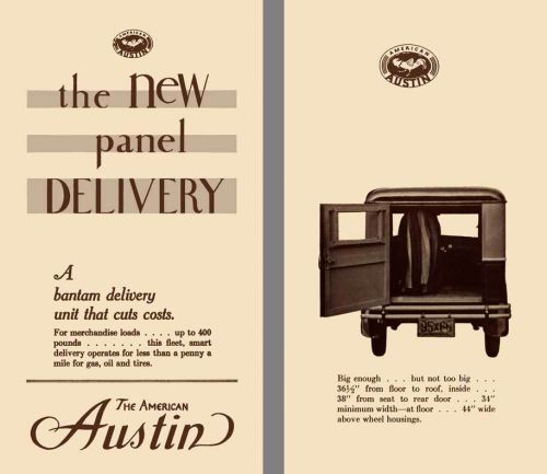 American austin 1931 - the new panel delivery - a bantam delivery unit that cuts